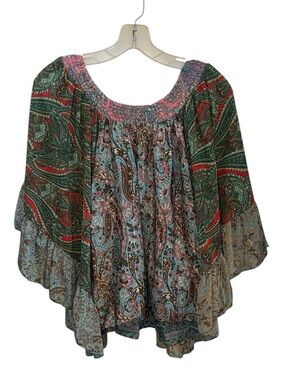 Gold&SilverParis Paisley Peasant Top Wing sleeve maximalist Festival blouse